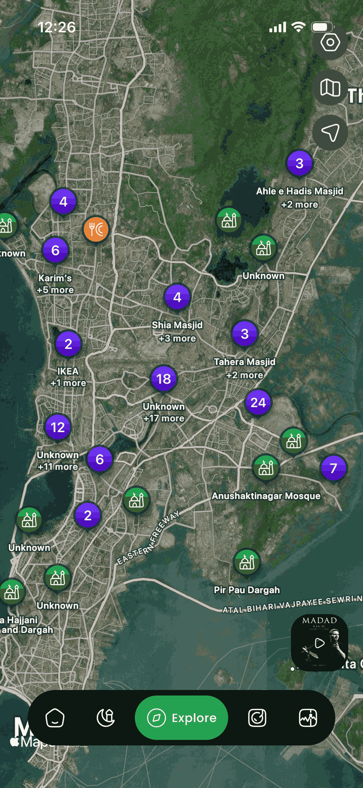 Islamic Ummah nearby map screen
